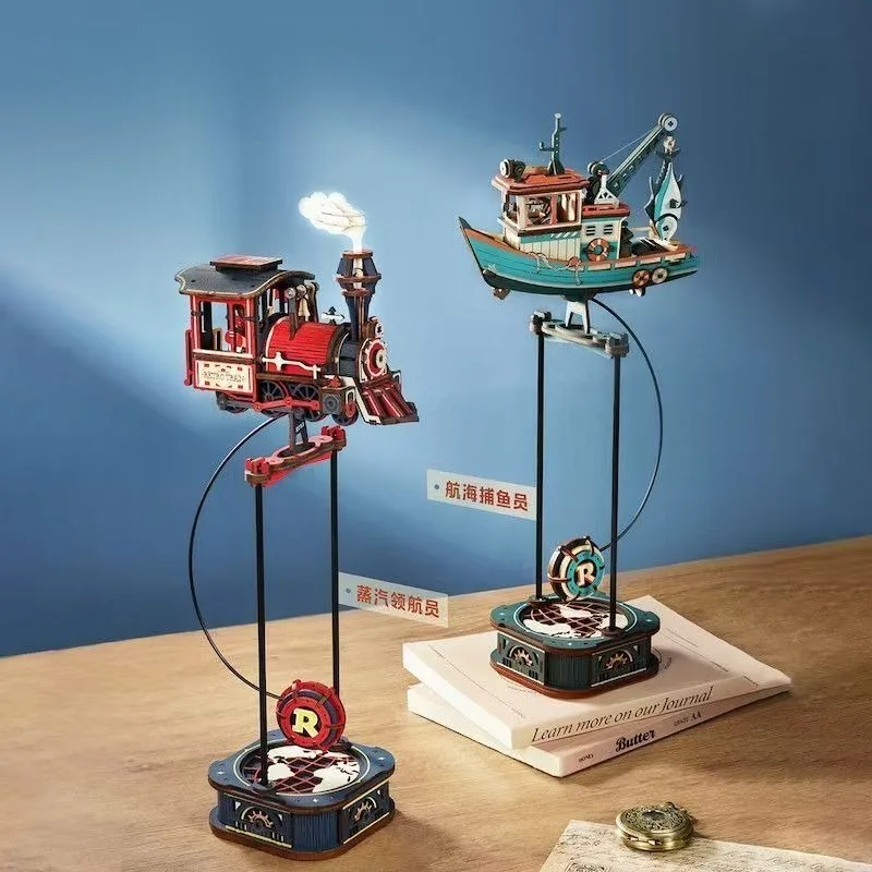 New Original Robotime Gravity Swing Steam Navigator / Maritime Fisherman Assembly Model Desktop Ornament Collection Display Gift
