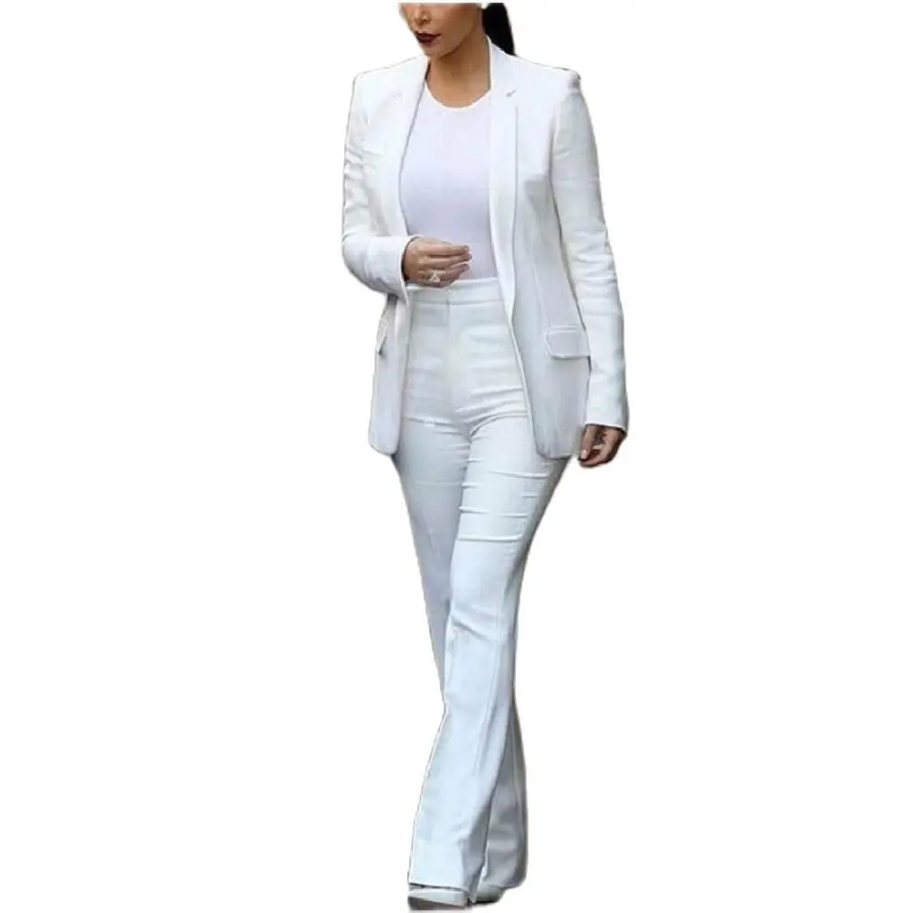 

White Mother of the Bride Suits Women Business Blazer With Pants Ladies 2 Pieces Sets Suit（Jacket+Pants) conjuntos femininos