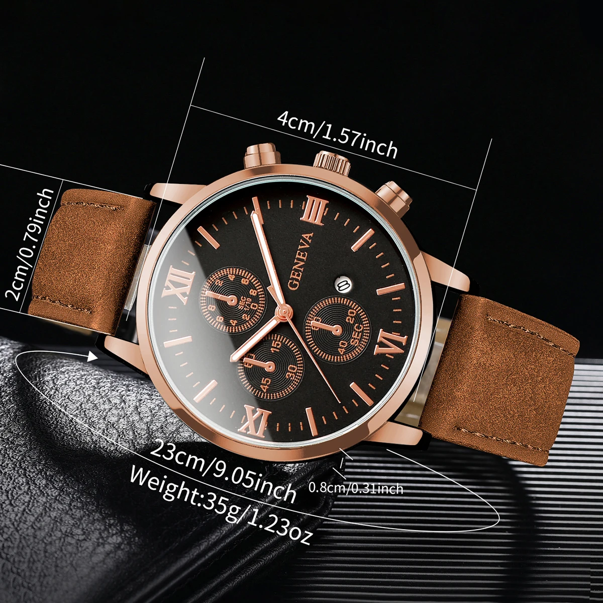 1pc Men's Calendar Watch Classic Business Roman Scale Dial Trendy Fashion Quartz Watch (No Box)