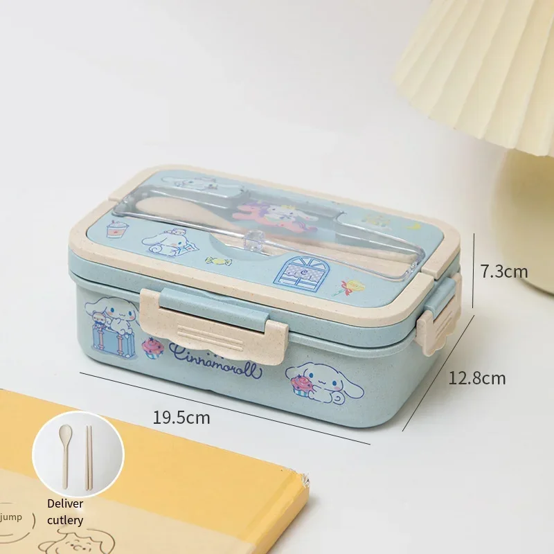 MINISO Kuromi-fiambrera Cinnamoroll My Melody para estudiantes, caja Bento ecológica, vajilla, contenedor de salvia para alimentos