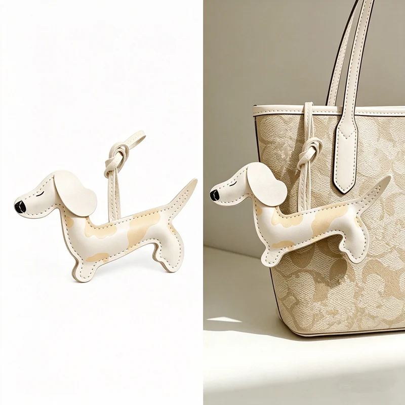 Leather sausage spotted dog pendant For Coach Goyard Handbag Bag Diy Ornaments Bag Charms Accessory