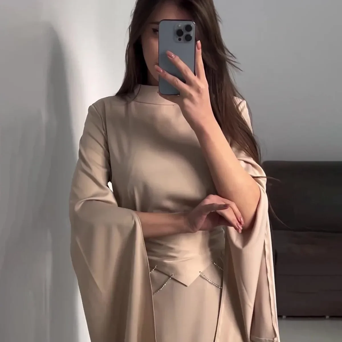 Eid Muslim Party Dress Satin Abaya for Women Slim Fit Split Sleeve Jalabiya Ramadan Long Dresses Woman Robe Vestidos Largos 2024