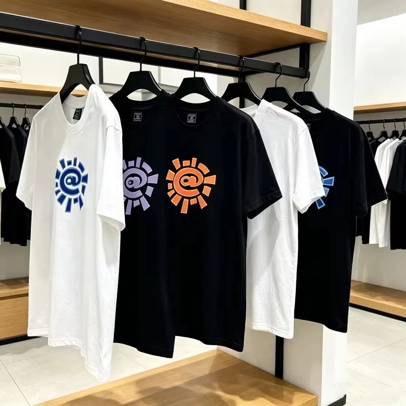 2026 Men and Women Sun Roll Classic Basic Short Sleeve Beauty Trend High Street Summer Loose Cotton Couple T-shirt New