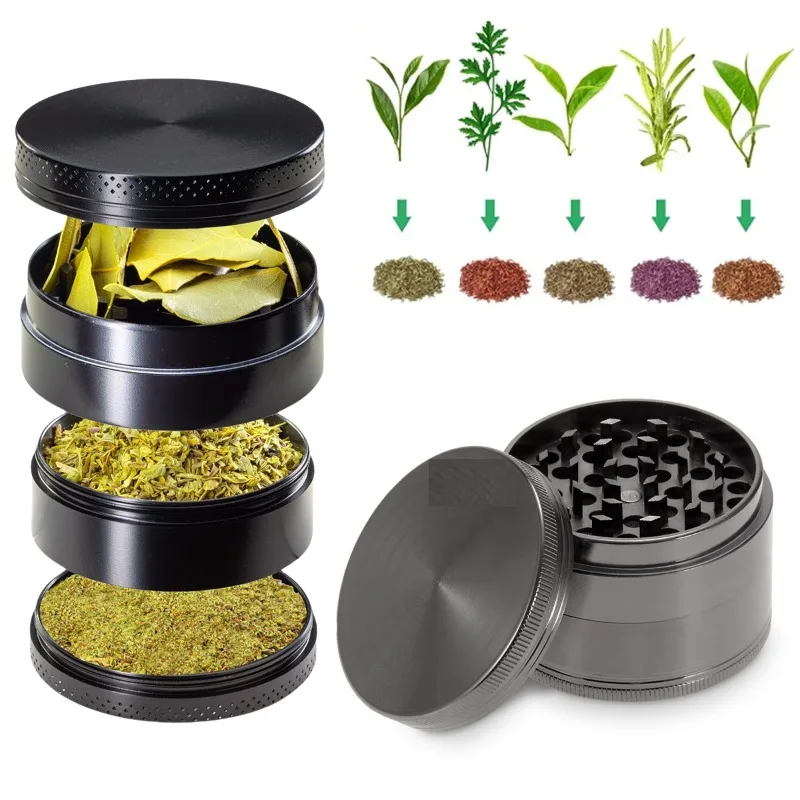 4-layers Herb Grinder Manual Zinc Alloy Tobacco Spice Crusher Mill Mortar  Grass Grinder Smoking Accessories Cigarette Tool