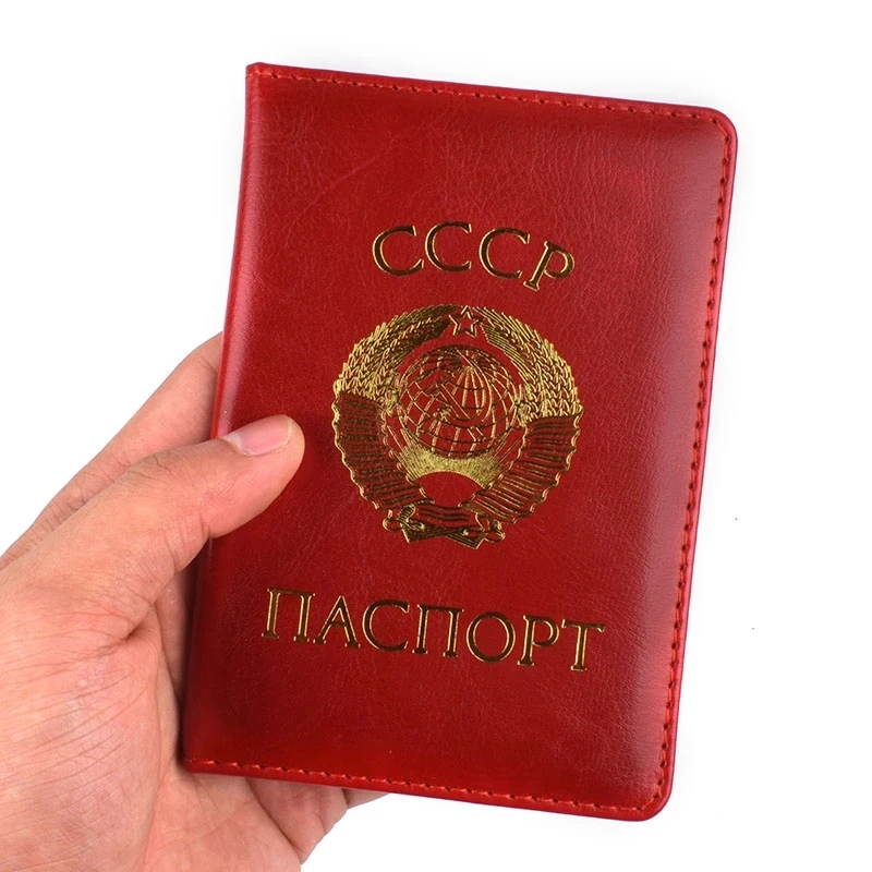 CCCP-Couverture de Passeport de l'Union Soviétique pour Homme et Femme, Juste en Cuir, Porte-Passeport, URSS, Russie, Évaluation de Voyage