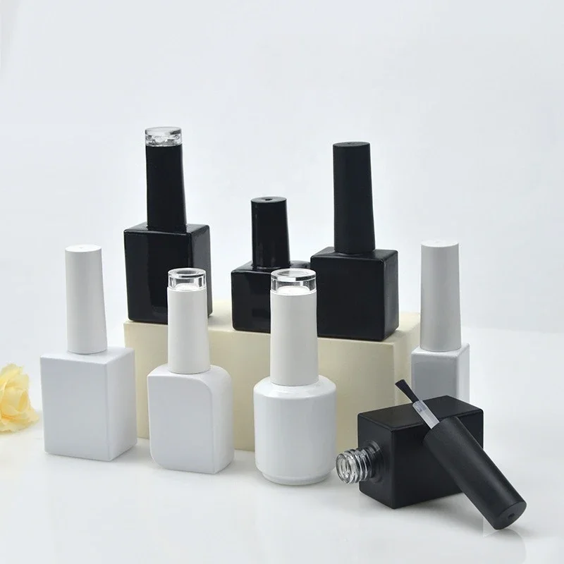 10pcs Black and White Nail Polish Bottle Empty Bottle New Minimalist Style 10ML 5ML15ML Nail Polish Adhesive Empty Bottle New