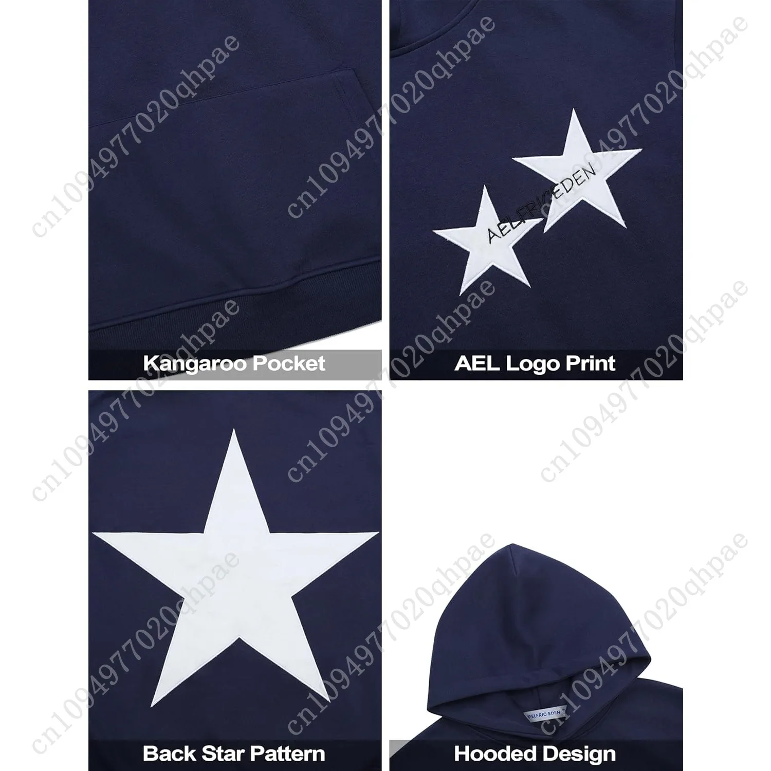 Aelfric Eden Star Hoodies Y2k Oversized Grafische Hoodies Esthetische jaren 90 Crewneck Sweatshirt Lange Mouw Pullover Tops