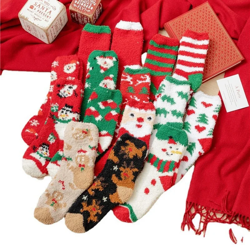 

Fluffy Slippers Fluffy Christmas Socks Holiday Socks Soft Plush Socks For Lounging Holiday Season Gifts