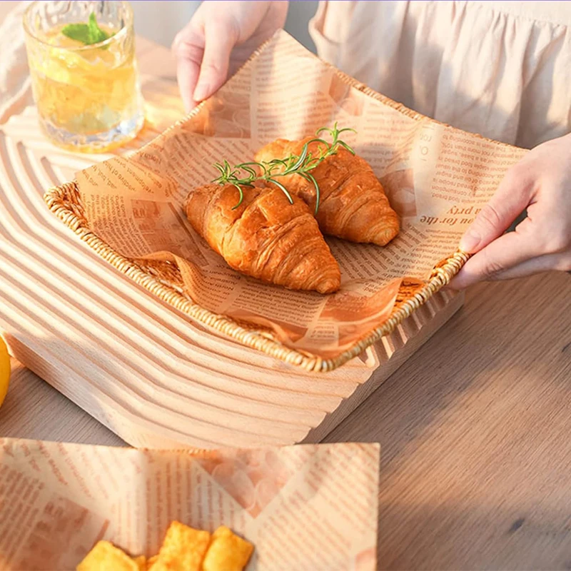 100Pcs Oil-Proof Paper Sandwich Wrapping Paper Greaseproof Paper Sheets Burger Fries Fried Food BBQ Wrapping Paper Plate Mat