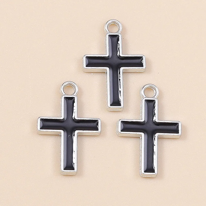 Leslie 10 Stück religiöse Kreuz-Charms-Anhänger für Halskette, Ohrringe, Gold, Silber, vergoldet, Charms, DIY-Schmuckherstellung – Detail 3