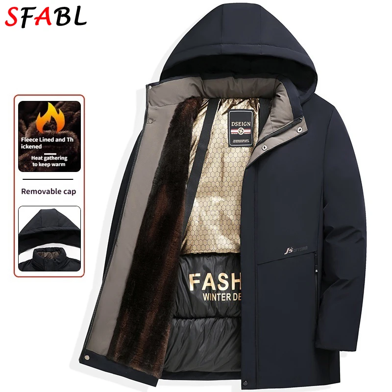 

Warm Padded Men's Winter Jacket Windbreak Removable Hood Parka Men Thermal Jackets Coat Fleece Lining Ski Snow Jacket Overcoat