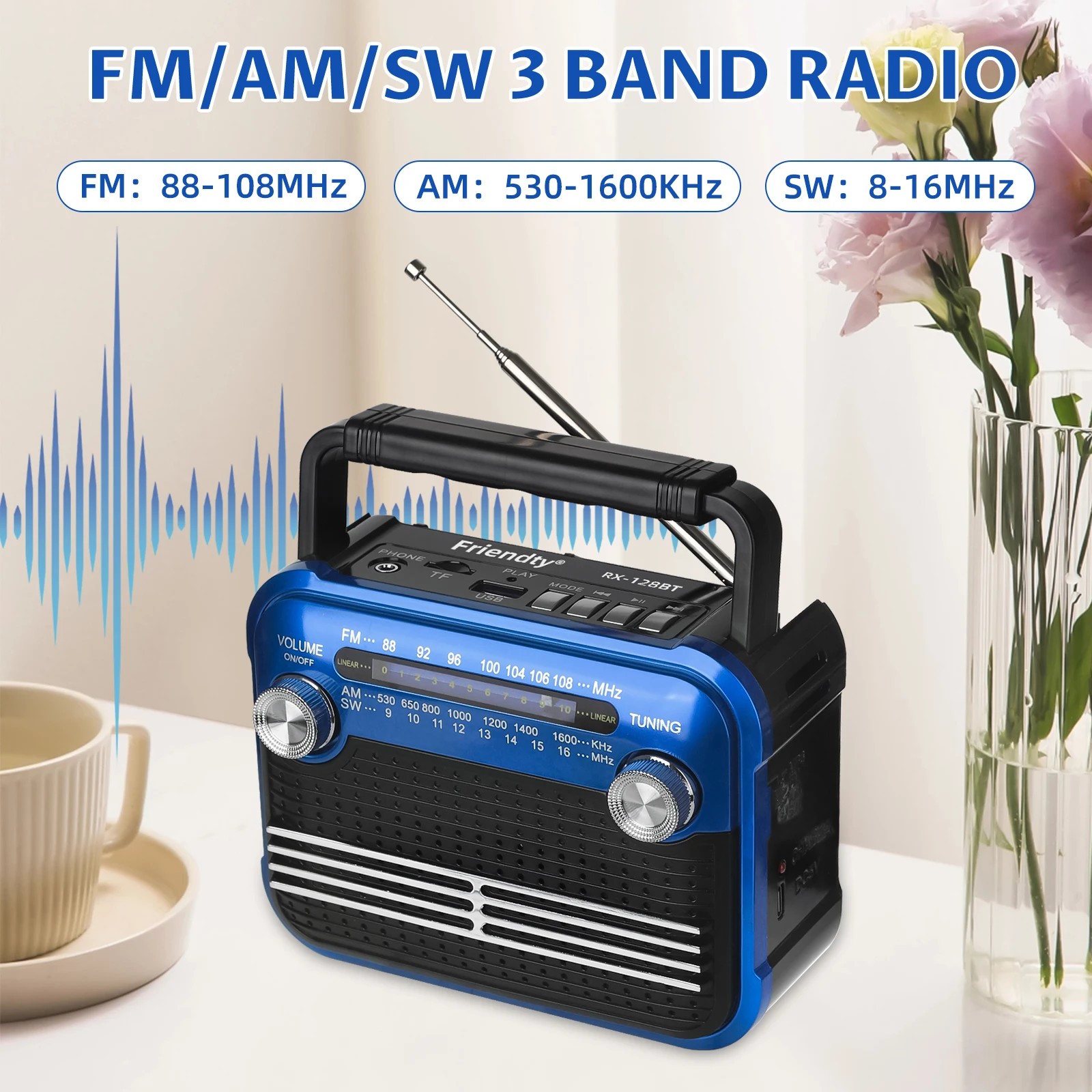 يتمتع راديو AM FM المحمول الجديد بأفضل تأثير للاستقبال ويدعم إدخال بطاقة USB/TF. إنها يجب اقتناؤها لمحبي الموسيقى