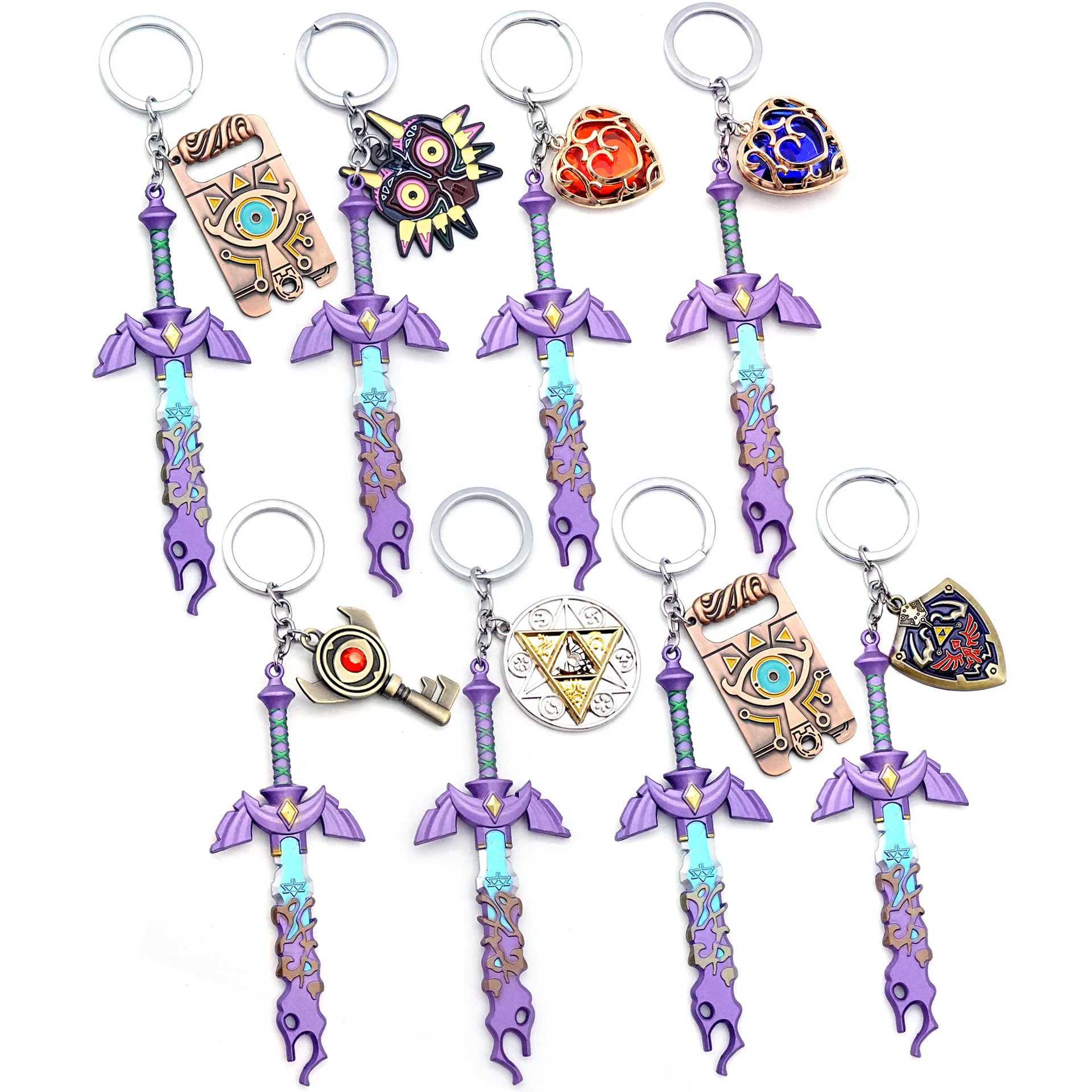 13cm Decayed Master Sword Set Keychain Link Tears of the Kingdom Heart Pendant LoZ Game Peripherals Metal Weapon Crafts Keychain