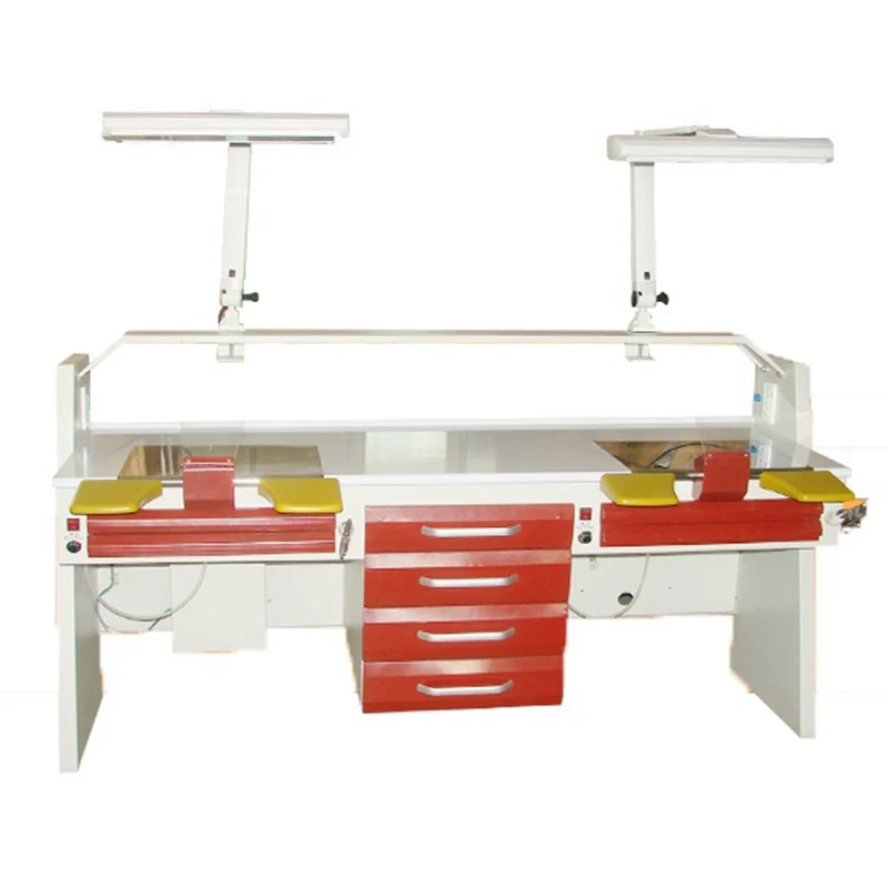 LZ175-1 Dental Lab Workbench Double Technician Workstation Table with Storage for Dental Laboratory