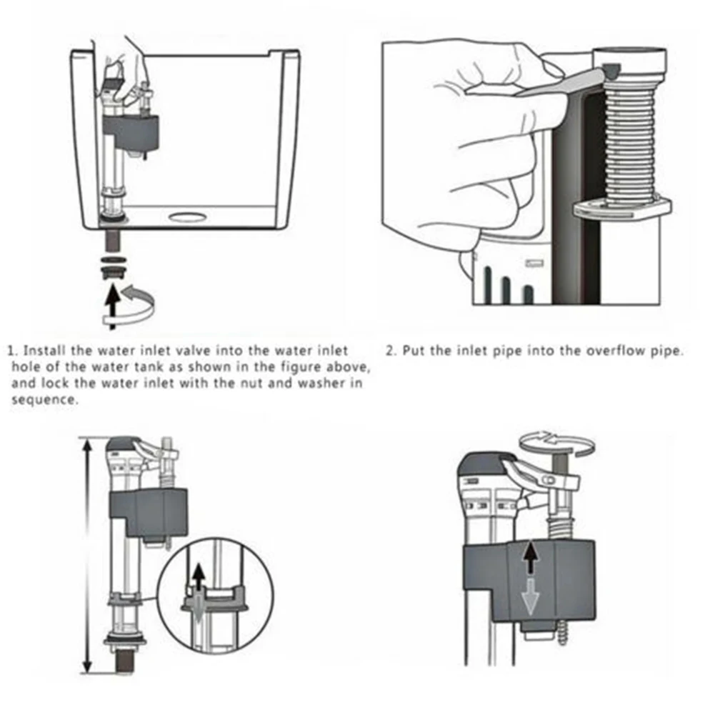 

Впускной клапан для унитаза, бак для унитаза, дренажный клапан для воды высокого давления, ручной пресс 21-32 см, регулируемые бесшумные аксессуары для экономии воды
