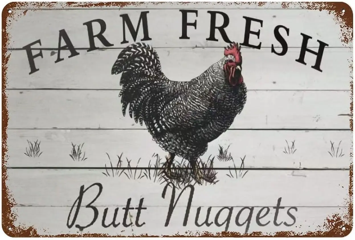 Placards Of Metal Farm Fresh Butt Nuggets Metal Sign Retro Wall Decor For Home Cafes Office Store Pubs Club Sign Gift 12X8 Inch