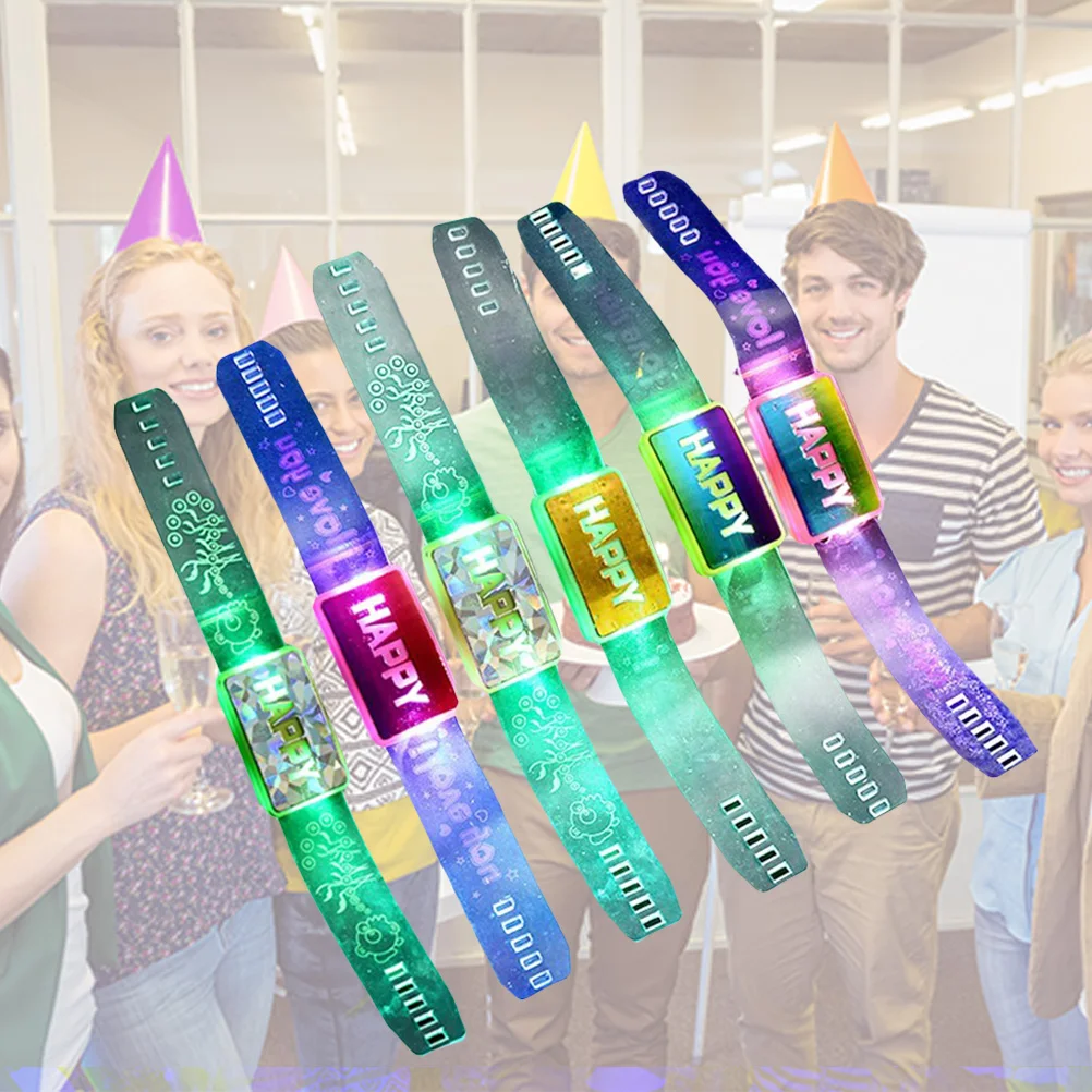 

12 Pcs Bracelet LED Wrist Bands Luminous Adjustable Size Party Accessories Celebrations Flashing Wristband Concert