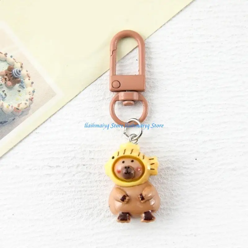 573B Stylish Elegant Color Capybaras Resin Keychain Charm Pendant Versatile Dress Up Charm Accessory for Everyday Use