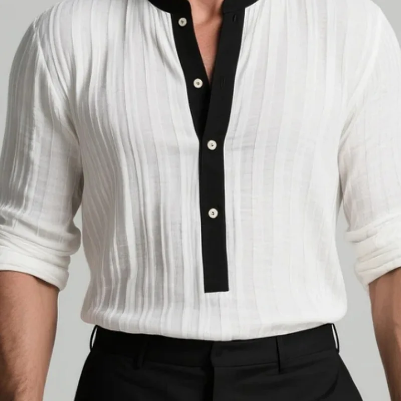 Autumn And Winter New Men's Casual Knitted Crew Neck Half-open Button-up Knitted Sweater, Men's Clothing