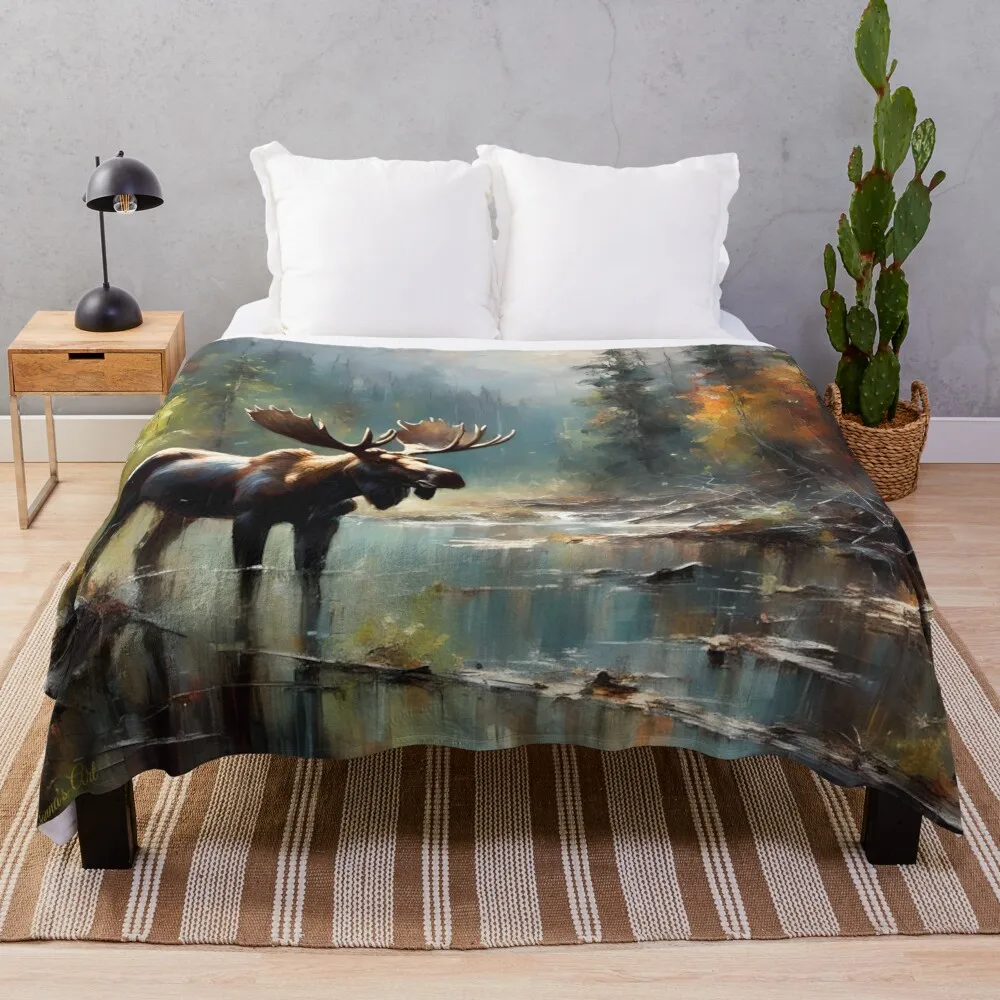 

Wildlife - Abstracted Surrealism - Moose 2 Throw Blanket Weighted Sleeping Bag Beach Sofas Blankets