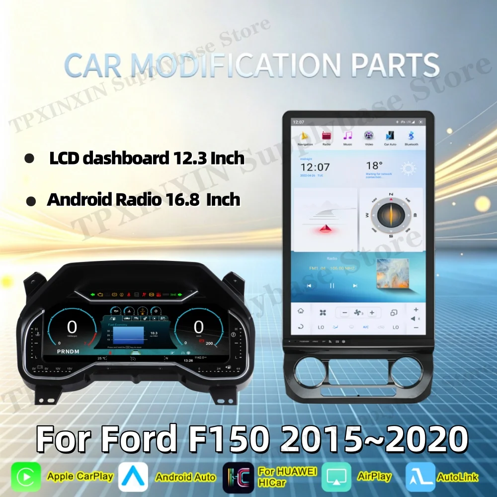 For For Ford F150 2015~2020 Digital Performance Display Dashboard + Android Car Radio  Speed Table Car Virtual LCD Meter Screen