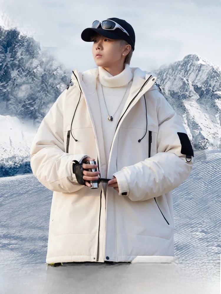 

Зимняя молодежная модная городская спортивная куртка с капюшоном Snow Flng 2023 для мужчин и женщин, ветрозащитная рабочая одежда для пар