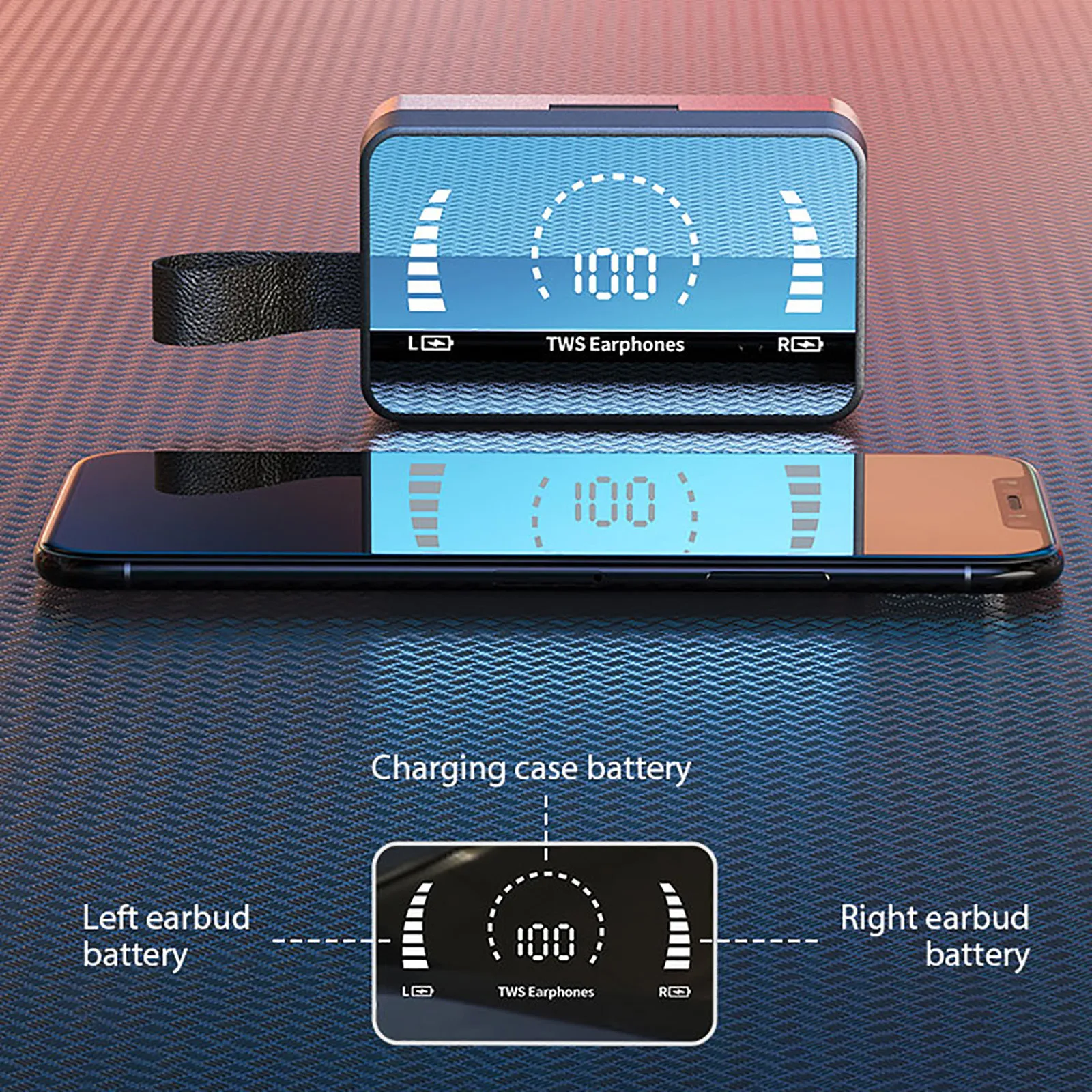 H3 블루투스 이어폰 새로운 무선 블루투스 이어폰 듀얼 이어 디스플레이 TWS 대형 스크린 미러 터치 5.1