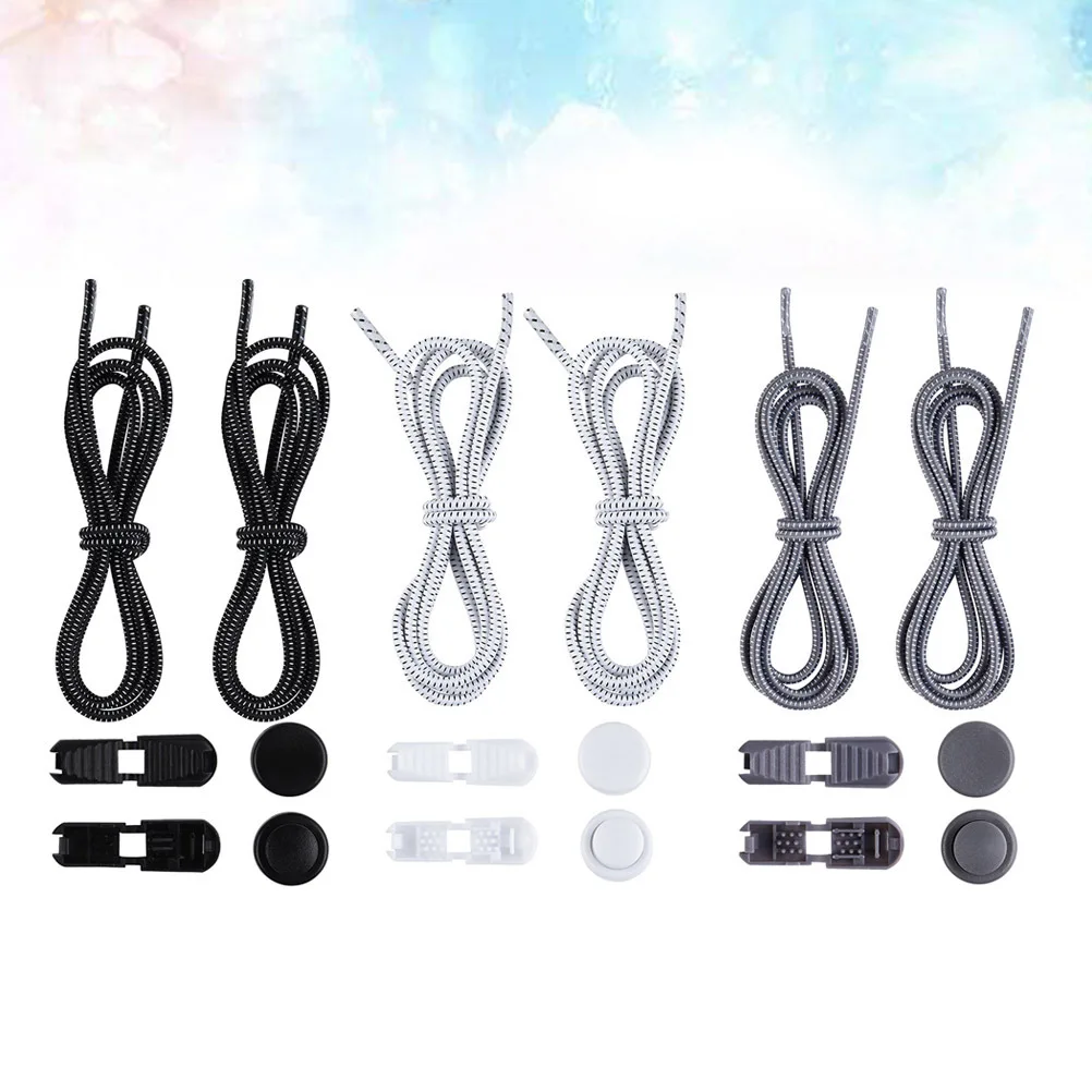 9Pairs Elastic Shoe Laces Adjustable Tieless for All Ages Sneakers Boots Grey Black White 3 Each Elastic Shoe Laces