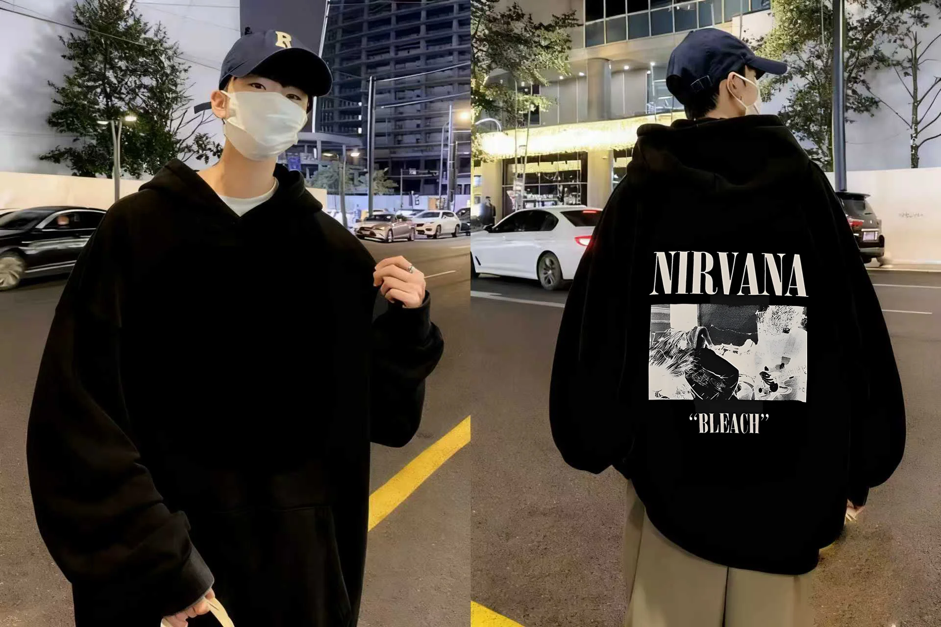 Nevane lixívia impressão hoodie 2025 novo 330g moletom preto pesado estilo grunge streetwear unisex casual pulôver das mulheres dos homens