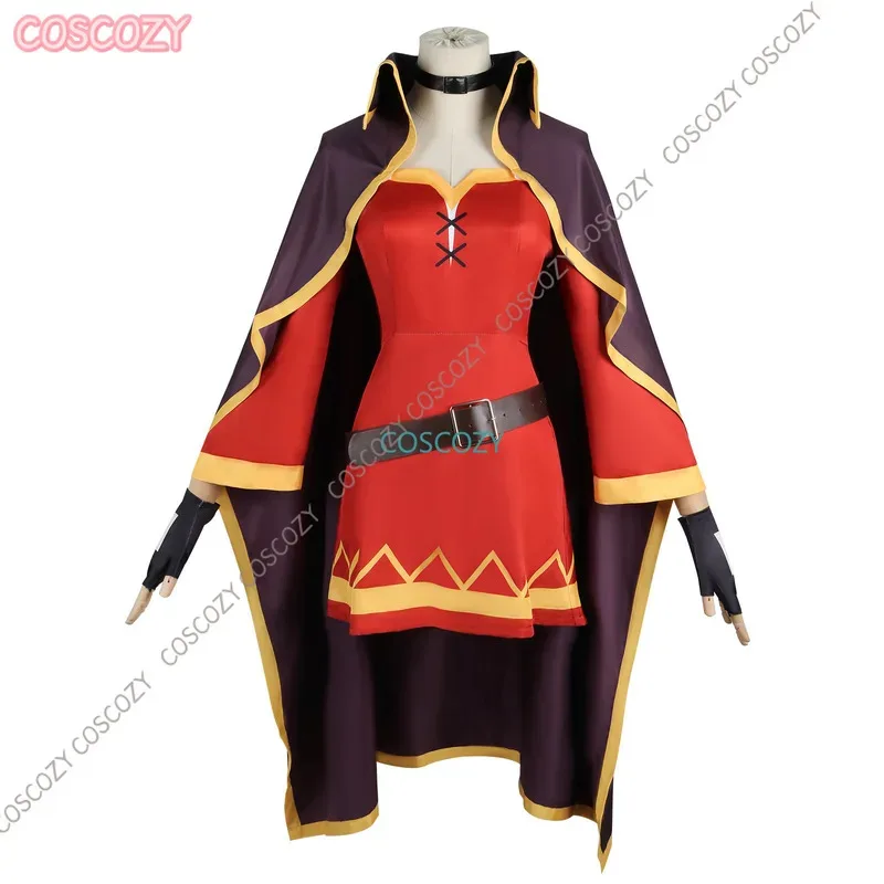 أزياء أنيمي Megumin التأثيرية للنساء والفتيات فستان ماجى عباءة ملابس Megumin كوس شعر مستعار أزياء الهالوين جوارب وعصابة الغمامة