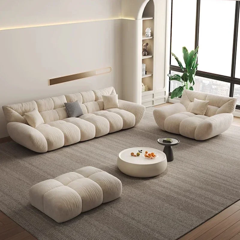 Cream wind cloud cat scratching cloth sofa household small apartment modern simple milk fleece sofa