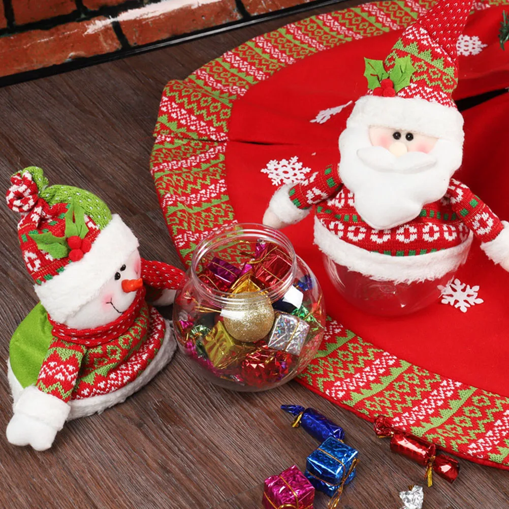 

Decorations Christmas Candy Jar Holiday Container Boxes Jars Colorful Flannel Man