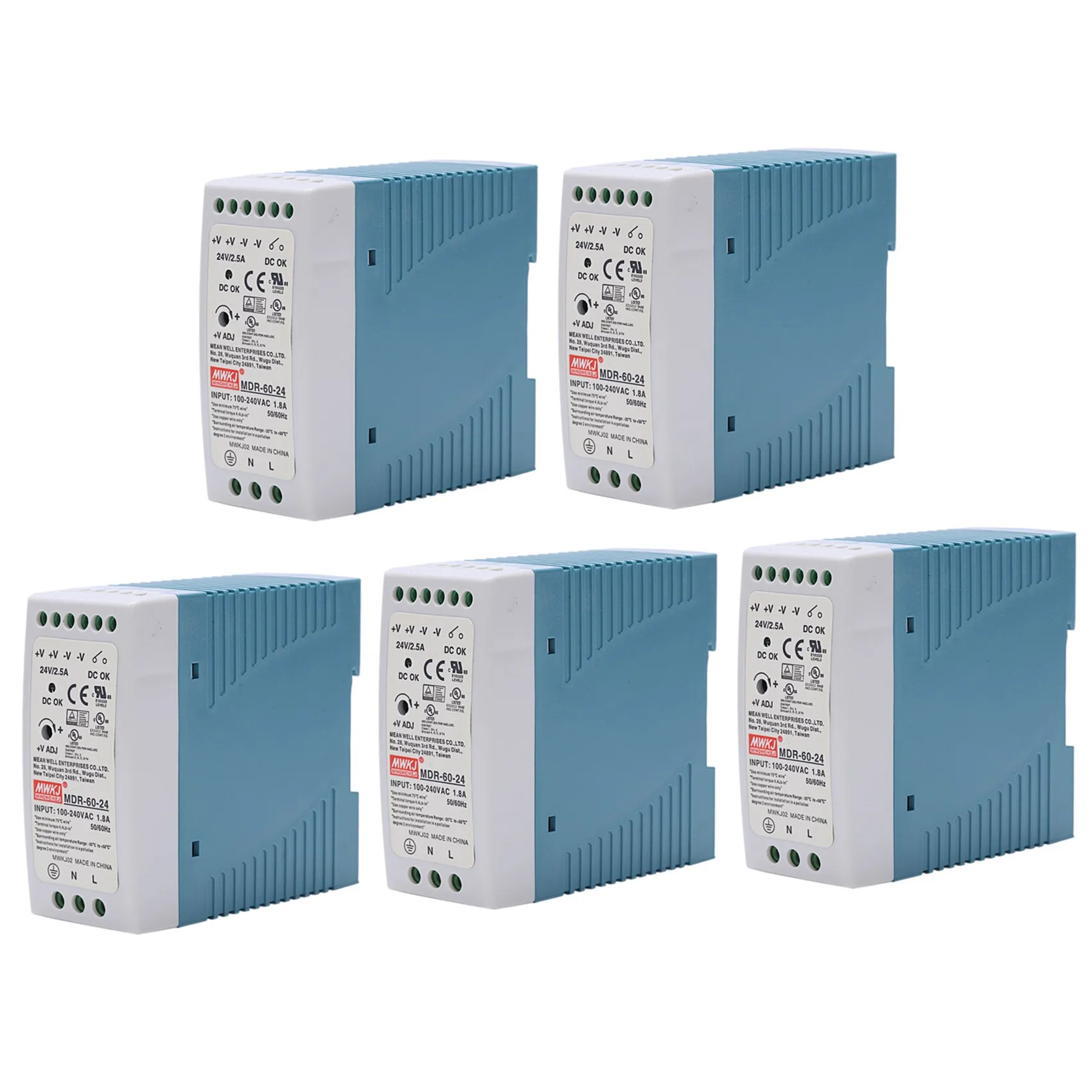 ABJN-5X MDR-60 24V 60W Din Rail Power Supply Ac-Dc Driver Voltage Regulator Power Suply 110V 220V