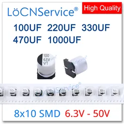 500PCS Aluminum Electrolytic Capacitor SMD 8*10 100UF 220UF 330UF 470UF 1000UF 6.3V 10V 16V 25V 35V 50V VT 8x10 High Quality