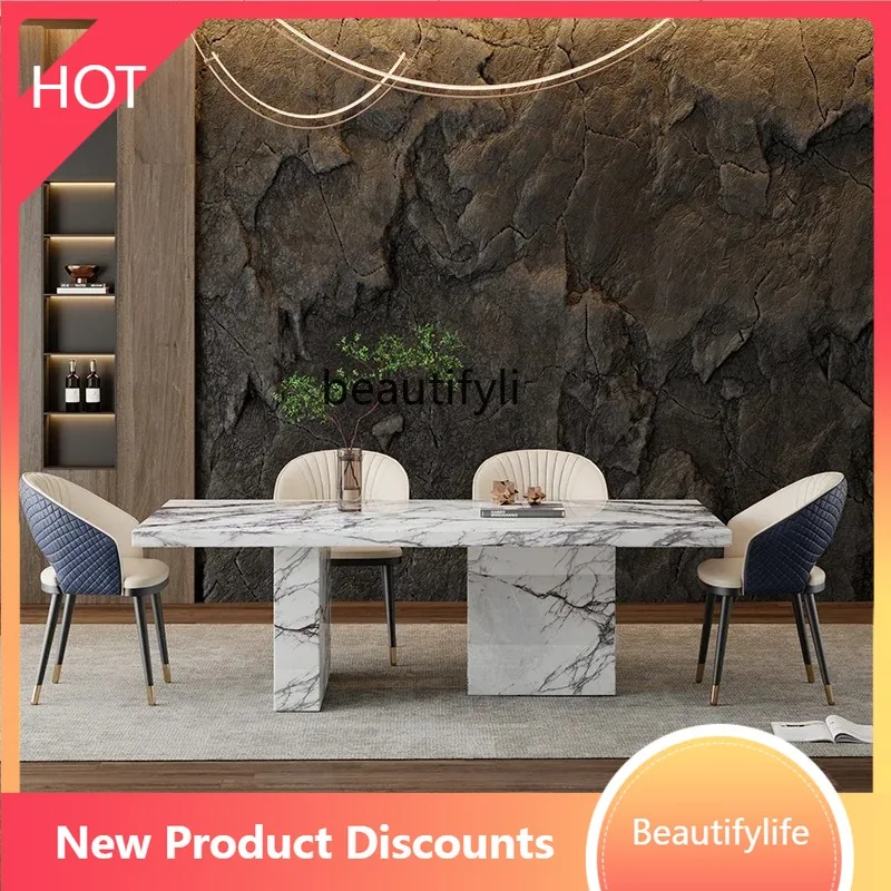 

A07 CCNatural marble dining table luxury stone light luxury high-end retangular household light luxury table