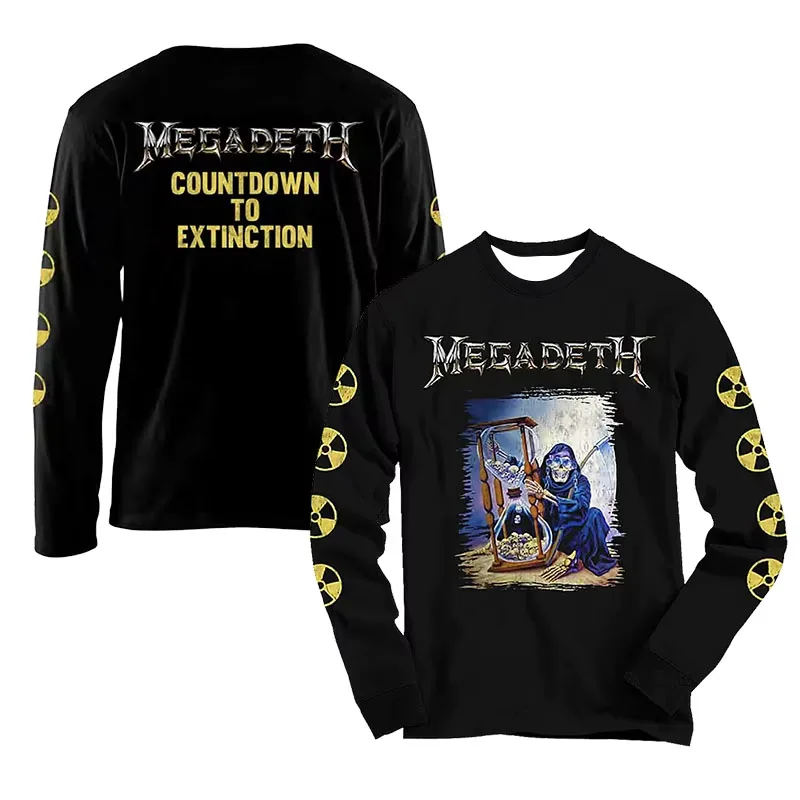 Heavy Metal Giants Criticize Metal Megadeth Punk Rock American Long Sleeved 3D Printed T-shirt Autumn Men's Fashion Top
