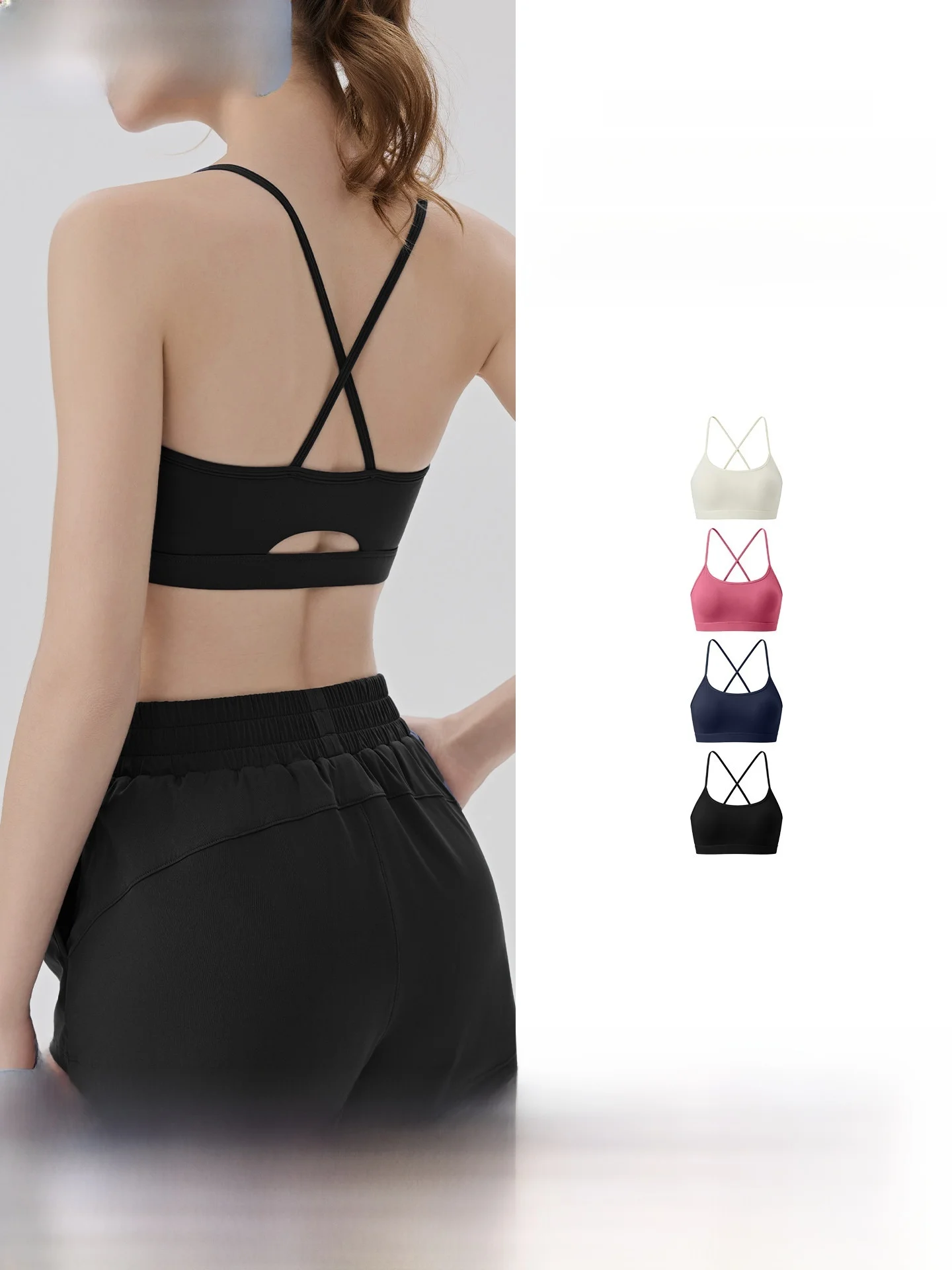Women's Sports Bra Fitness Pilates Yoga Tank Top Breathable Shockproof Running Training Vest Quick Dry Short Length High Elas...