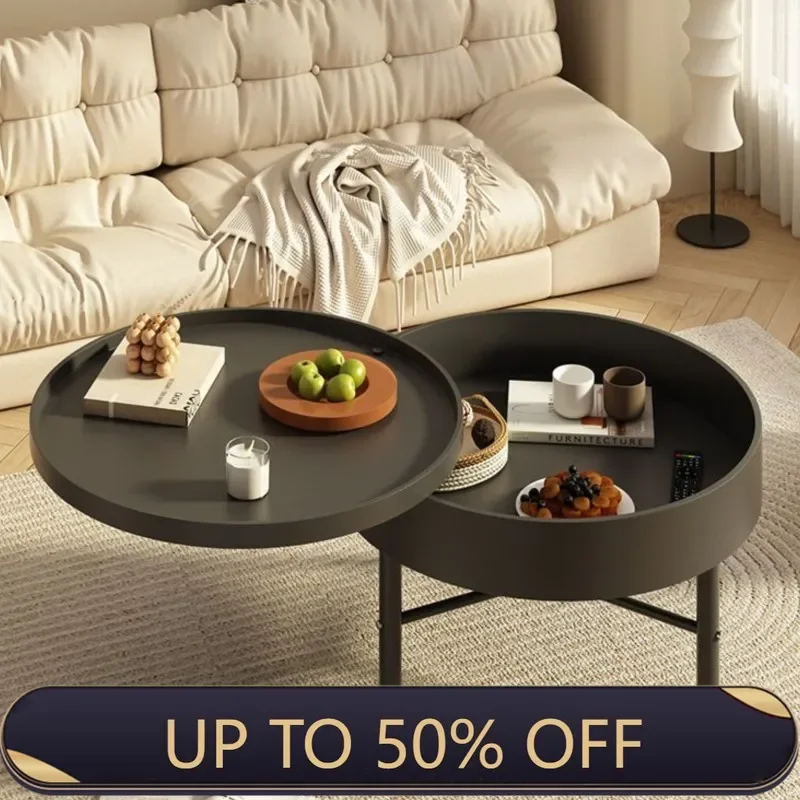 Rotatable Round Creative Coffee Table Living Room Small Round Table Small Household Simple Modern Minimalist Wind Tea Table