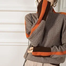 Alobee-suéter de cuello alto de punto para mujer, suéteres cálidos y elegantes, suéteres delgados para mujer
