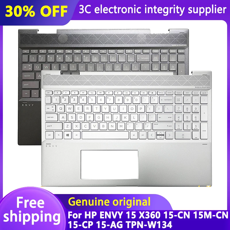 For HP ENVY 15 X360 15-CN 15M-CN 15-CP 15-AG TPN-W134 Laptop Palmrest US Backlit Keyboard with Fingerprint Hole Upper Top Case