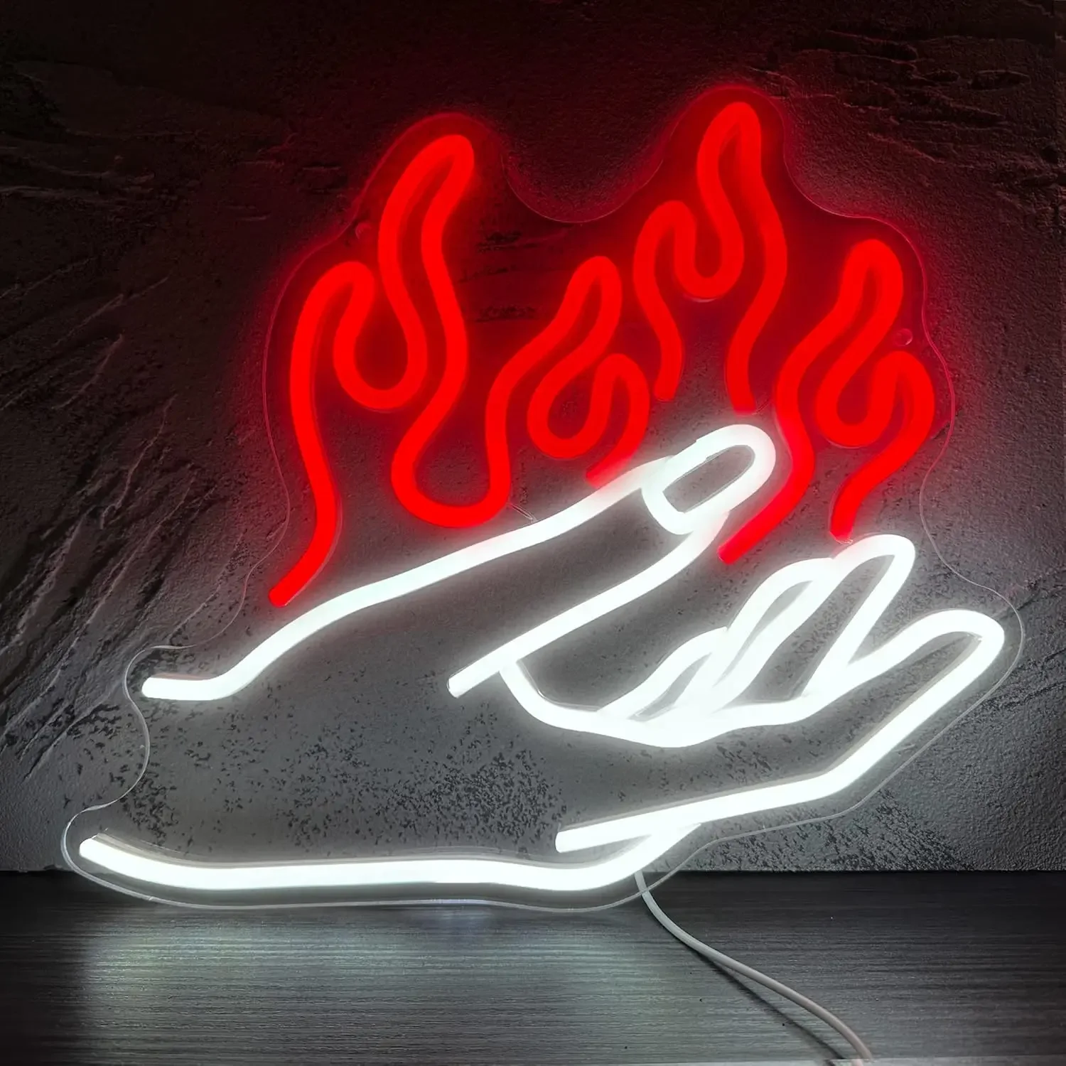 

Неоновая вывеска Fire Hand, персонализированный барный неоновый свет, неоновая светодиодная вывеска для декора стен игровой комнаты Человек-пещерная комната, спальня Man Cave Party