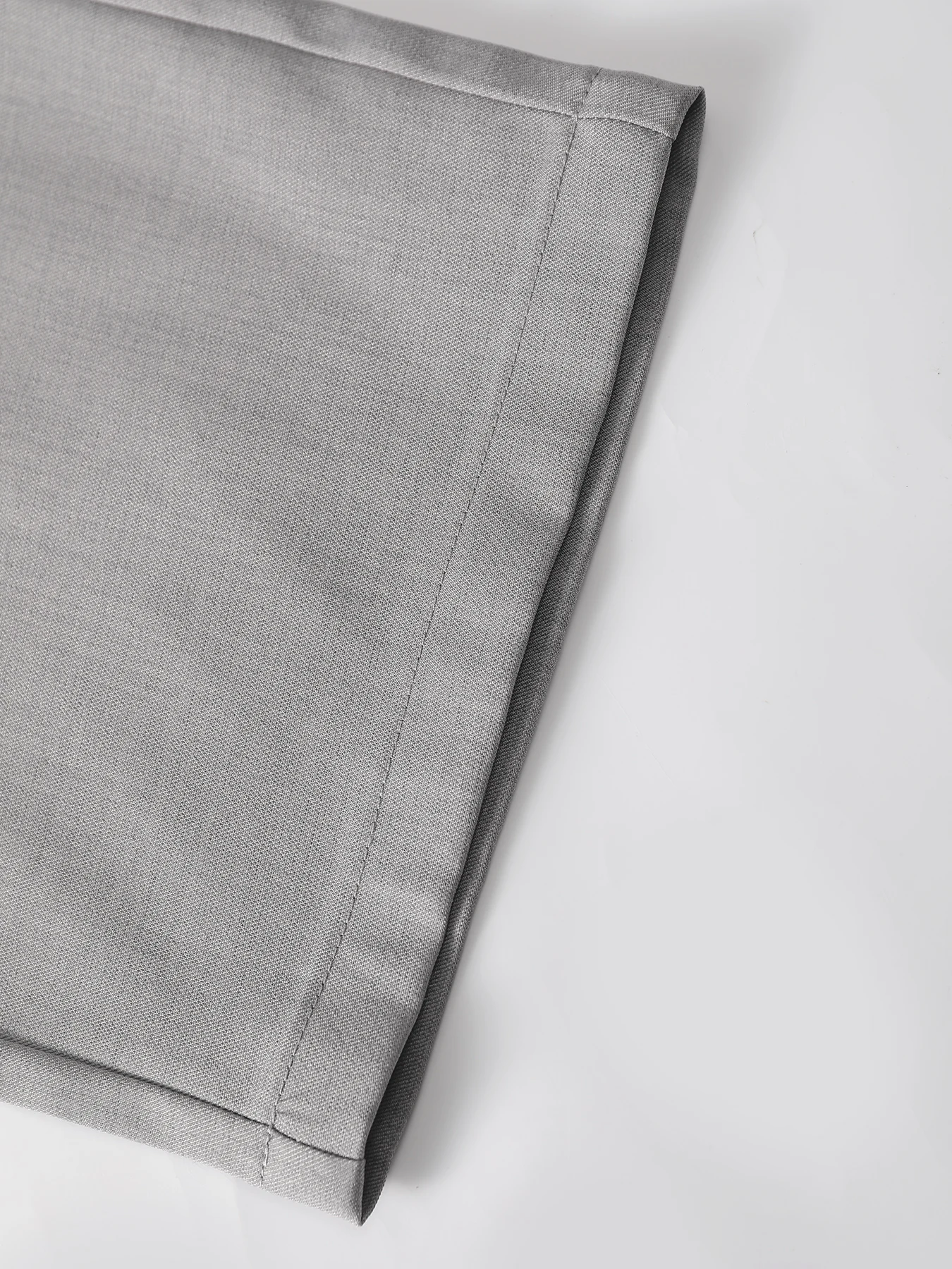 Men's 2 Piece Textured Outfits, Light Gray Stand Collar Shirt & Drawstring Pants Set view 5