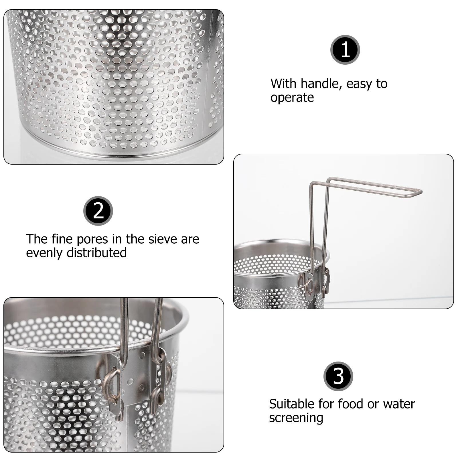 

Stainless Steel Sifter Foldable Noodle Sieve Round Noodle Straining Baskets Basket Handheld Strainer Kitchen Gadget