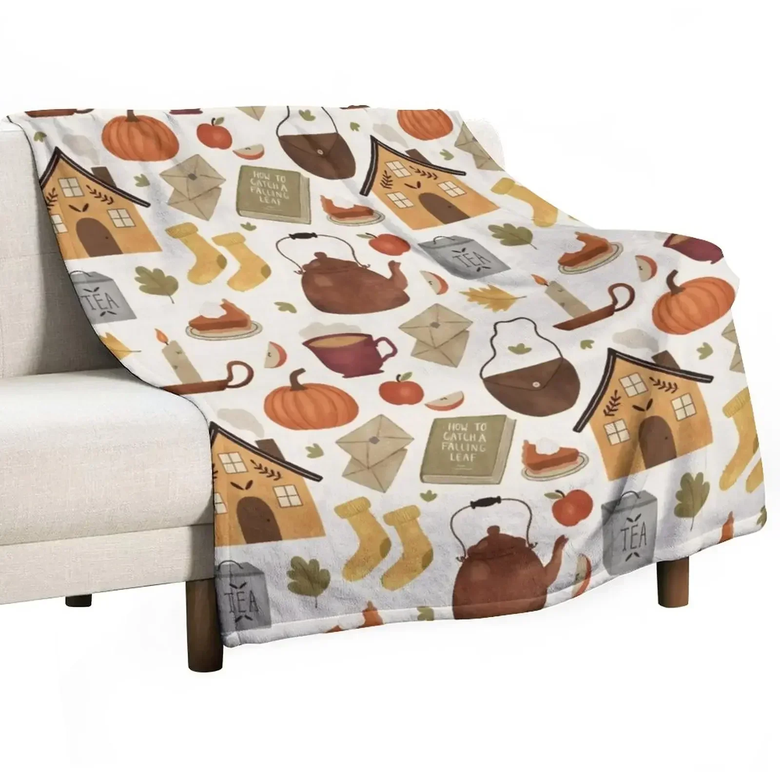 Autumn Cottage Days Throw Blanket Flannel Polar Softest Quilt Blankets