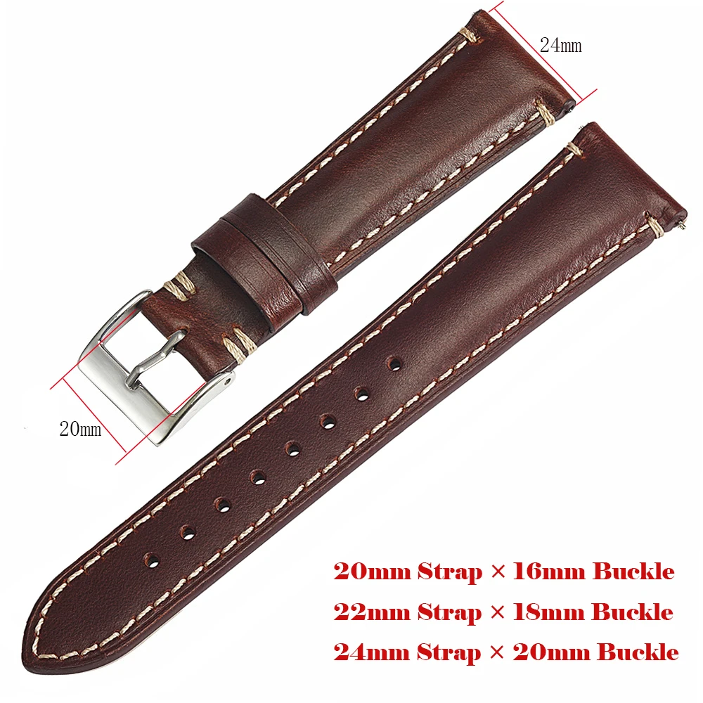 Retro Calfskin Leather Watch Strap for Seiko for Casio 20mm 22mm 24mm Watch Accessories Men Women Red Wrist Belt Bracelet