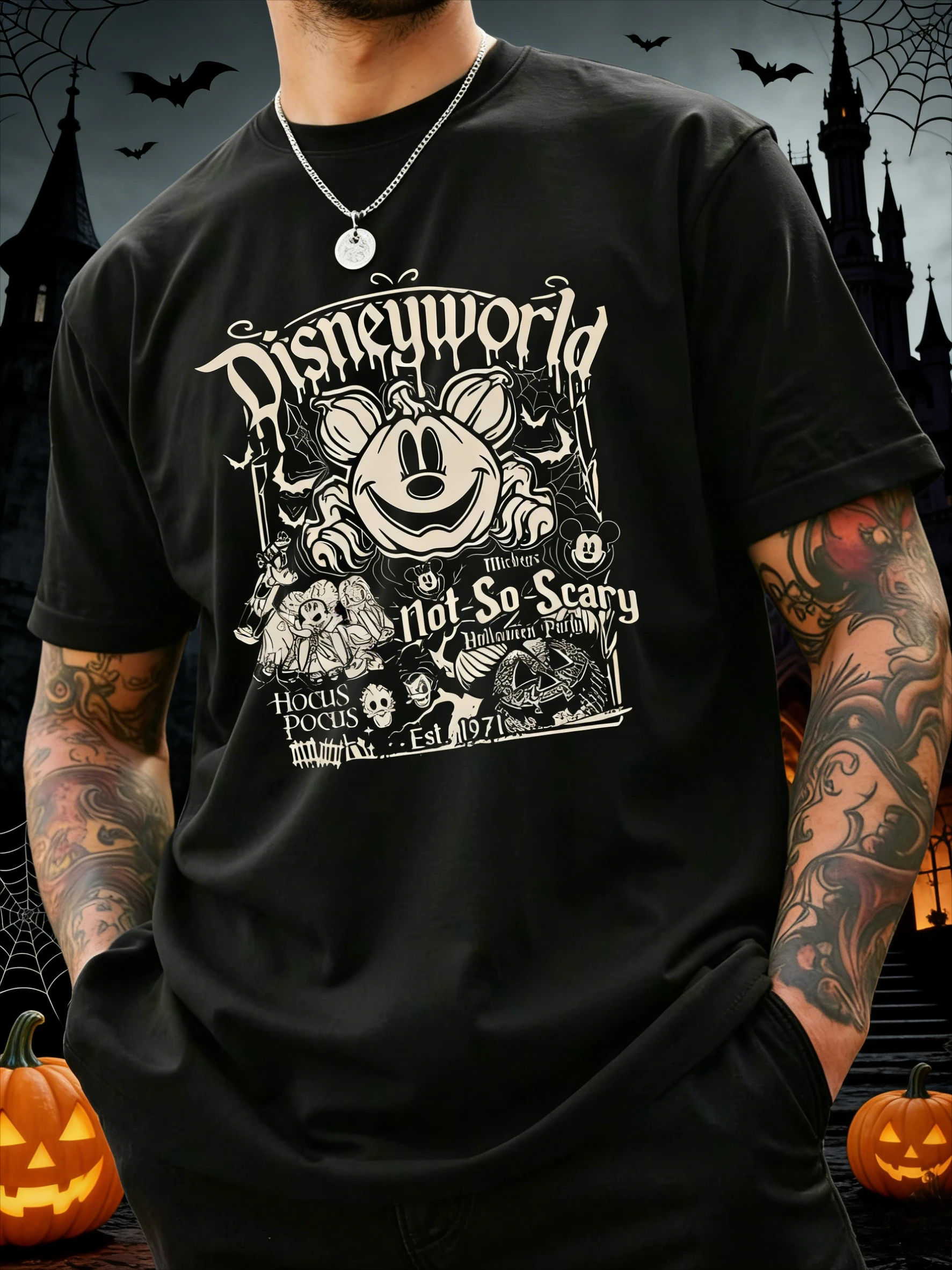 

Summer Disney Mickey Series Halloween Printed Pure Cotton T-shirt, Fashionable, Loose, Casual Short-sleeved, Unisplenical