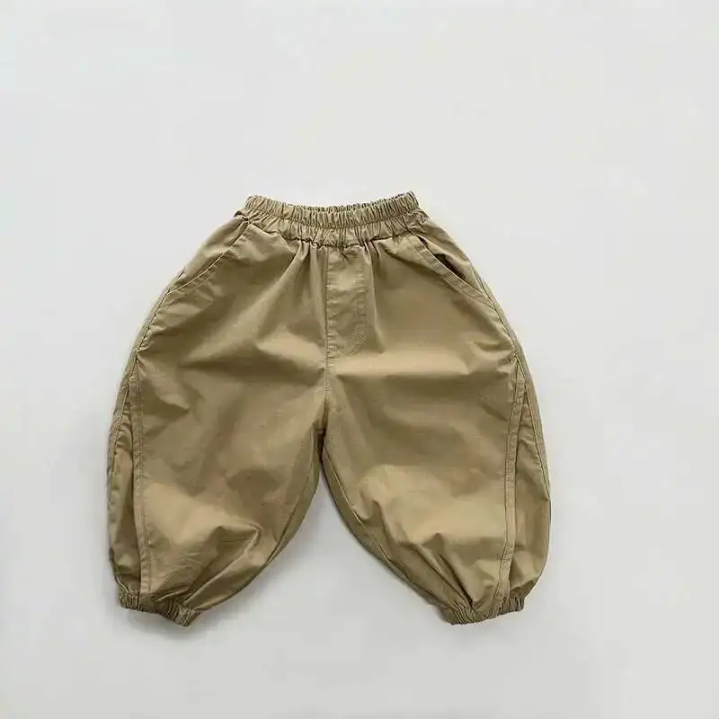 코튼 스플라이스 2023 용수철 가을 신상 어린이 바지, 캐주얼 남아 여아 바지, 느슨한 한국 유아복, 1-8 세 아동복