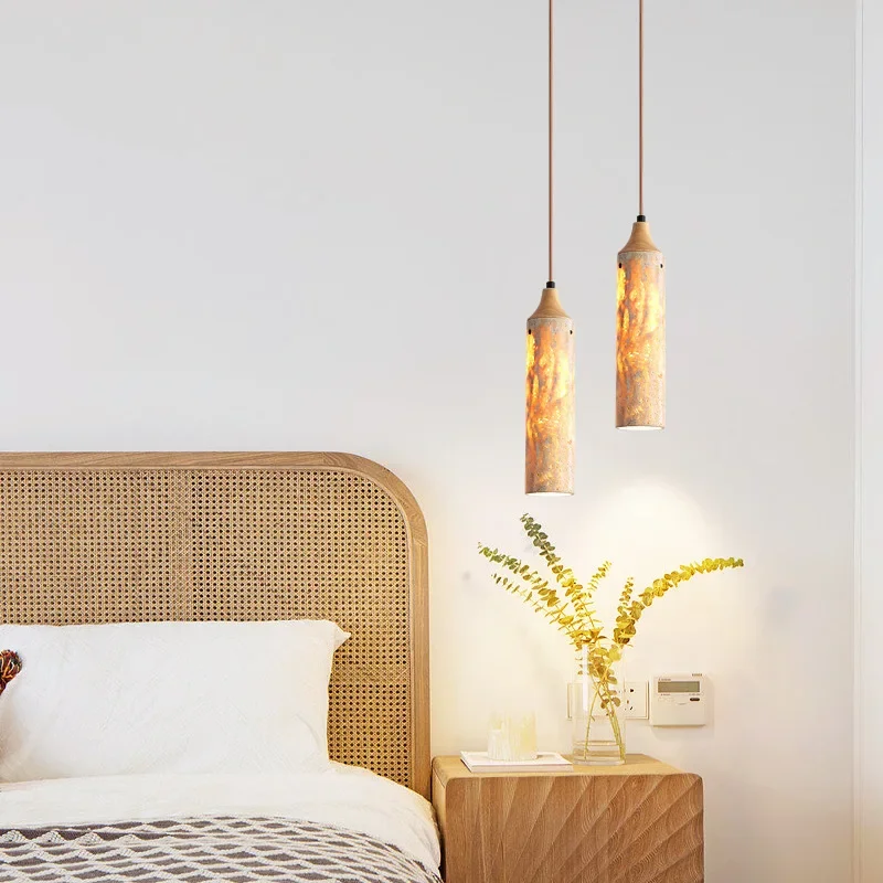 Natural Stone Wood Pendant Lamp Coffee Shop Restaurant Kitchen Bedroom Hanging Light Fixtures G9 E27 Bulb Dropshippingroom Decor