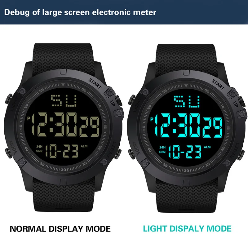 Montre de dehors Militaire Multifonction pour Homme et Enfant, Étanche, Numérique, LED, Grand Cadran, Étudiant, Électronique