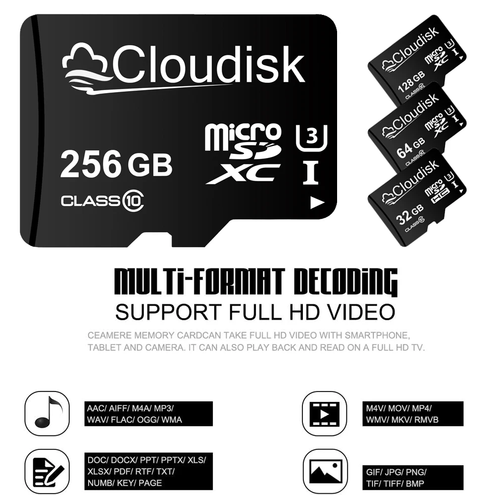 Cloudisk 2Pack Micro SD Card 1GB 2GB 4GB 8GB 16GB Memory Cards U3 32GB 64GB 128GB 256GB C10 A1 For Phone Camera